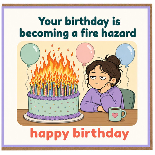 Birthday Card, Humorous Birthday Card, Your Birthday Is Becoming a Fire Hazard
