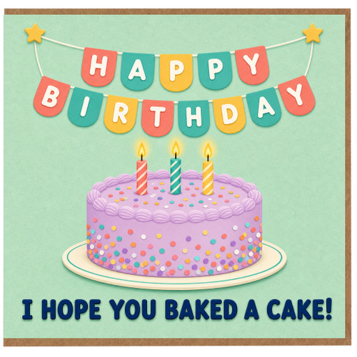 Birthday Card, Happy Birthday Card With Funny Cake Message
