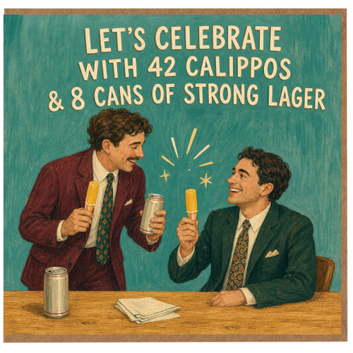 42nd Birthday Card, Let's Celebrate with 42 Calippos & 8 Cans of Strong Lager