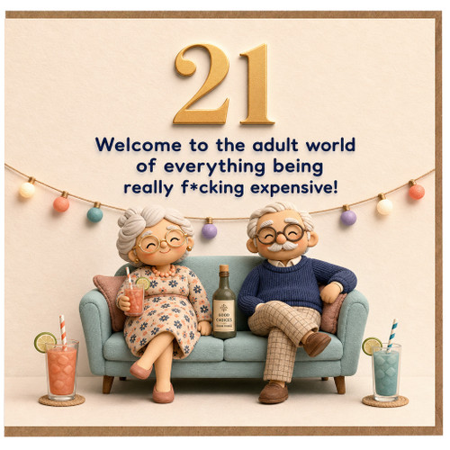 21st Birthday Card, Welcome to the Adult World Funny Birthday Card