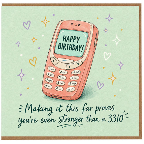 Birthday Card, Funny Retro 3310 Mobile Phone Birthday Card