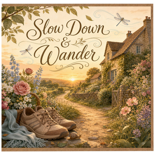 Birthday Card, Thinking of You Card Slow Down & Wander Countryside Scene