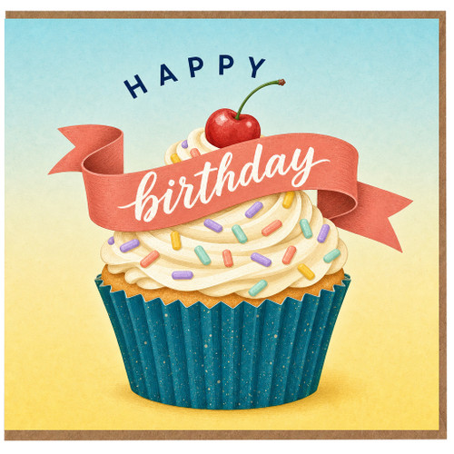 Birthday Card, Happy Birthday Cupcake Card