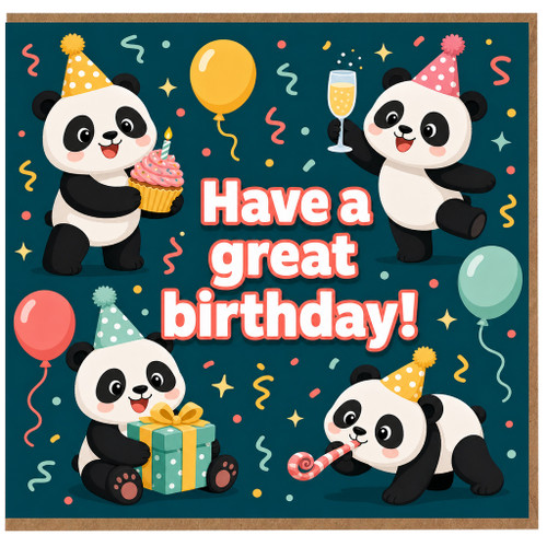 Birthday Card, Cute Panda Have a Great Birthday Card