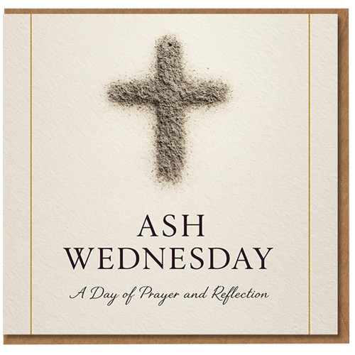 Ash Wednesday Card - Cross in Ash Design with 'A Day of Prayer and Reflection' Message - Religious Lent Greeting