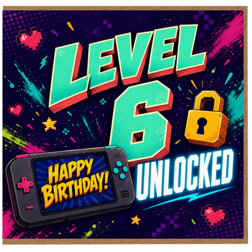 Granddad 6th Birthday Card, Level 6 Unlocked Gaming Birthday Card