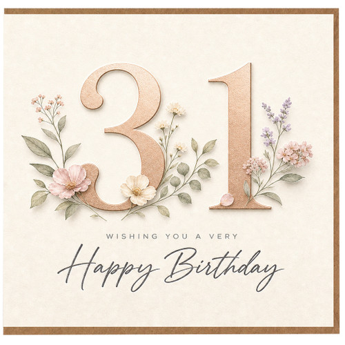 Cousin 31st Birthday Card, Floral Happy Birthday Card