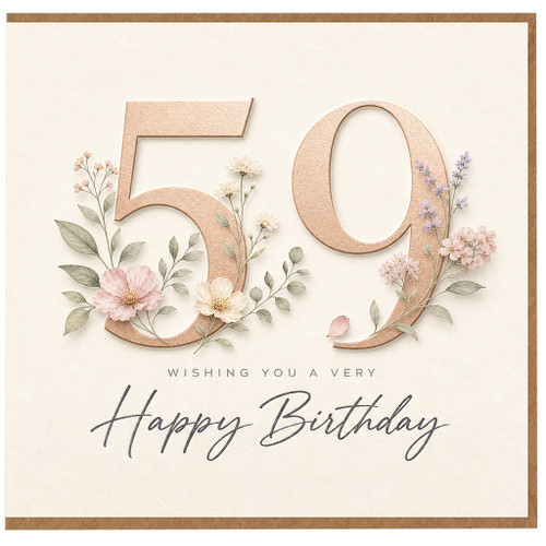Nanny 59th Birthday Card, Elegant Floral Happy Birthday Card