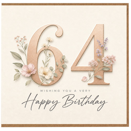 Auntie 64th Birthday Card, Floral Happy Birthday Card
