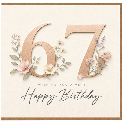 Nanny 67th Birthday Card, Floral Happy Birthday Card