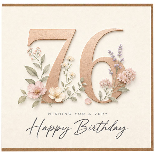 Granddad 76th Birthday Card, Floral Happy Birthday Card