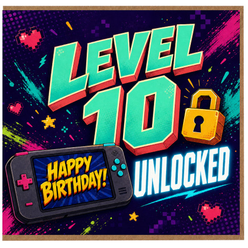 10th Birthday Card, Happy Birthday Gamer Card, 10th Birthday Card