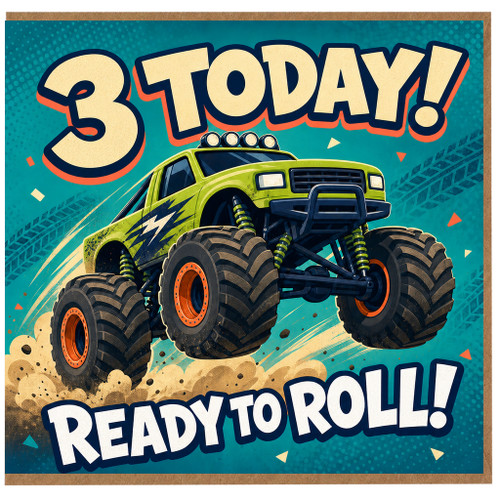 3rd Birthday Card, Ready to Roll Monster Truck Card