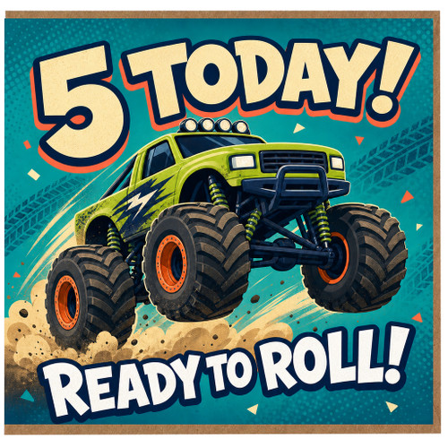 5th Birthday Card, Monster Truck Birthday Card, Ready to Roll Birthday Card