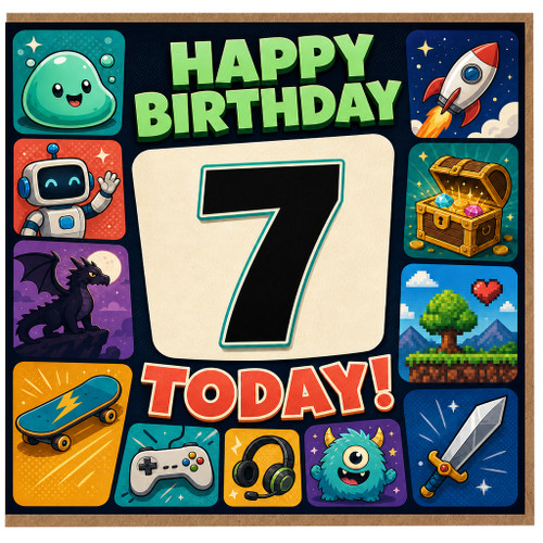 7th Birthday Card, Happy Birthday Today Card