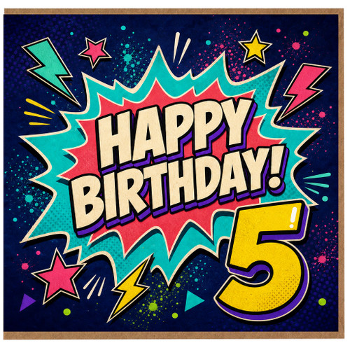 5th Birthday Card, Happy Birthday Comic Style Card