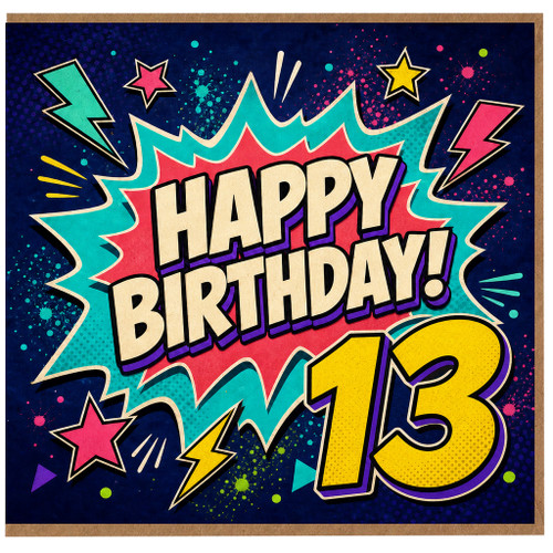 13th Birthday Card, Happy Birthday Comic Style Teen Card