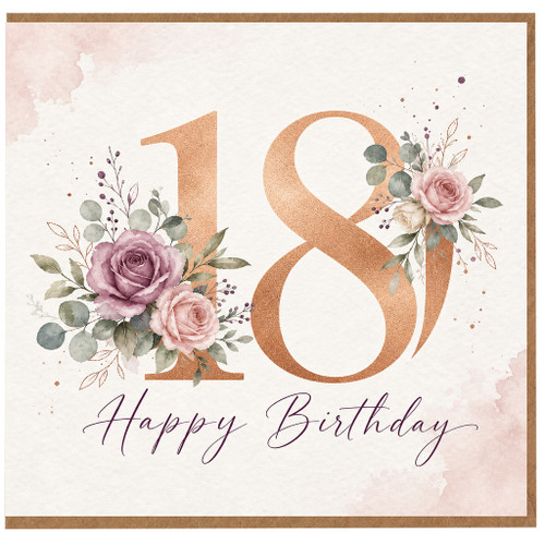18th Birthday Card, Floral Happy Birthday Card for Her