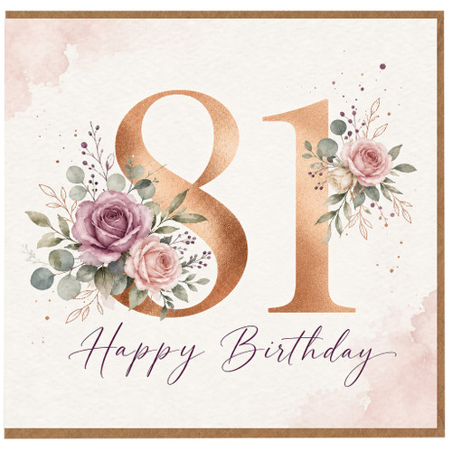 81st Birthday Card, Floral Happy Birthday Card