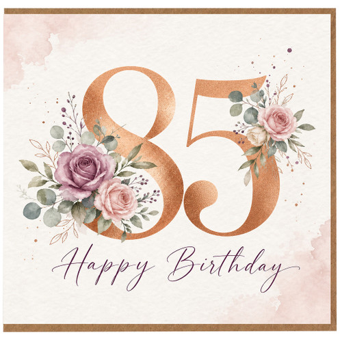 85th Birthday Card, Floral Happy Birthday Card