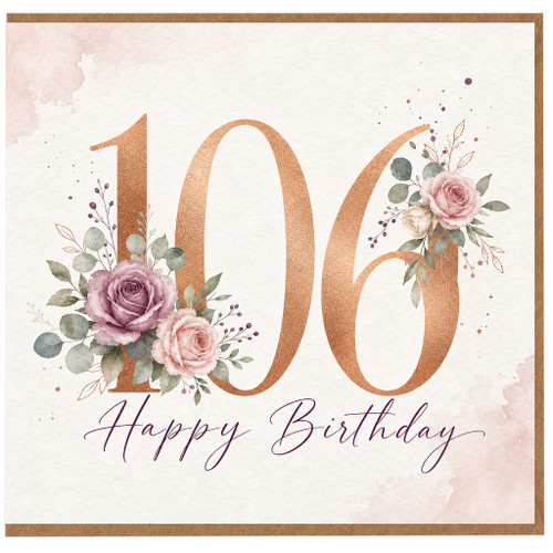 106th Birthday Card, Floral Happy Birthday Card