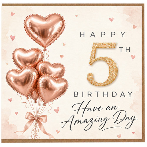 5th Birthday Card, Happy 5th Birthday Balloon Card