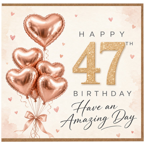 47th Birthday Card, Happy 47th Birthday Balloon Card