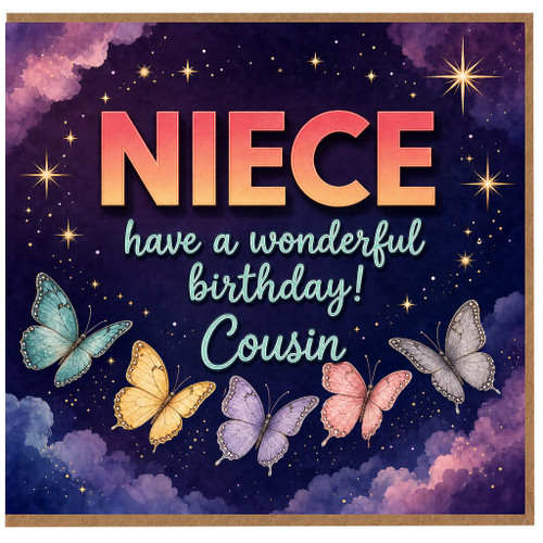 Cousin Birthday Card, Have a Wonderful Birthday Cousin Butterfly Design