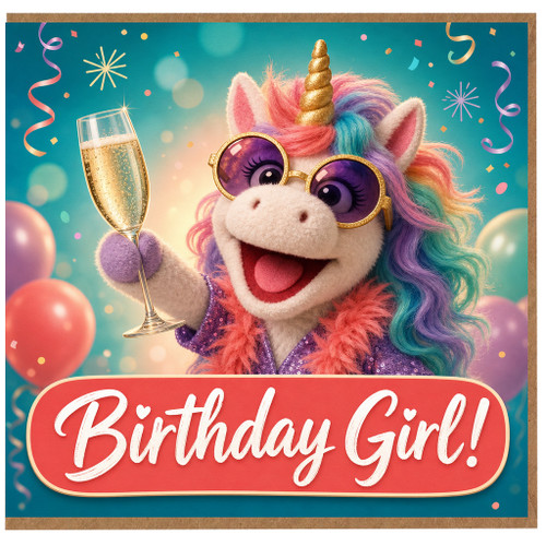 Birthday Card, Birthday Girl Unicorn Card