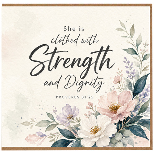 31st Birthday Card, She is Clothed with Strength and Dignity Proverbs 31:25 Card