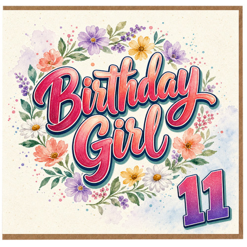 11th Birthday Card, 11th Birthday Girl Card