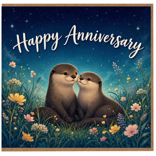 Birthday Card, with Otters