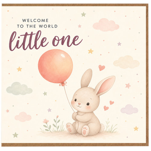 Birthday Card, Welcome to the World Little One Bunny Greeting Card
