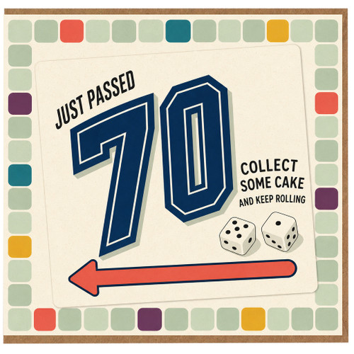 70th Birthday Card, Just Passed 70 Funny Cake and Keep Rolling Card