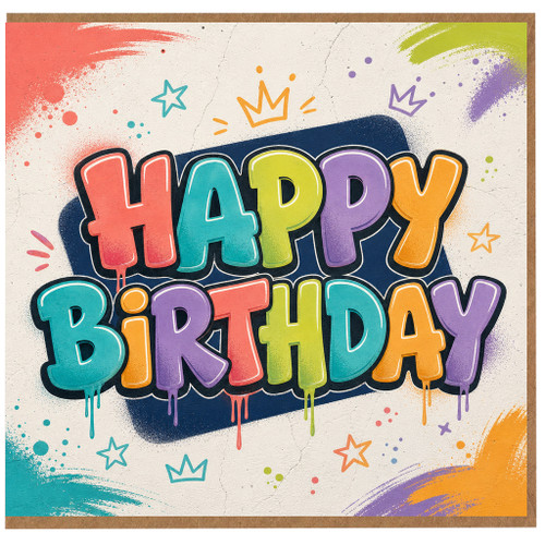 Birthday Card, Colourful Graffiti Happy Birthday Design