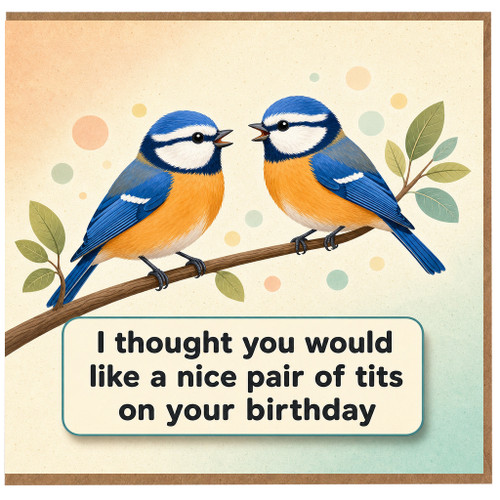 Birthday Card, Pair of Tits Bird Pun Card