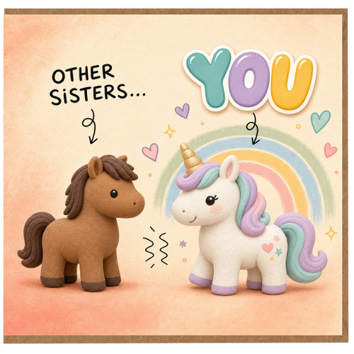 Birthday Card, Other Sisters... You Unicorn Pony Greeting Card