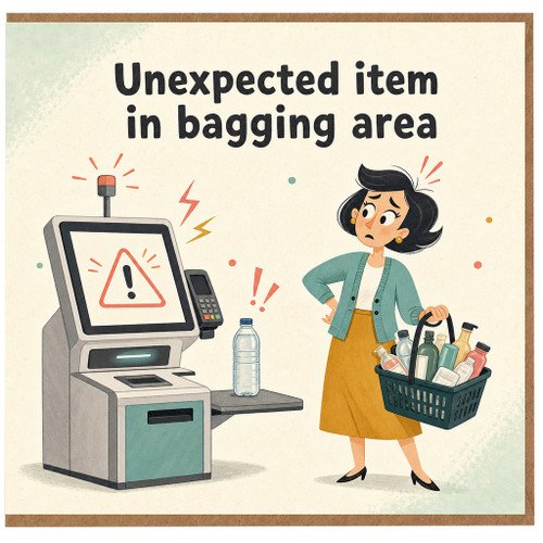Birthday Card, Funny Unexpected Item in Bagging Area Card