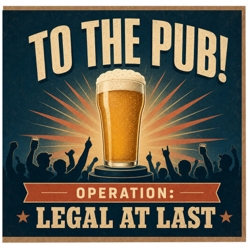 18th Birthday Card, To the Pub! Legal at Last Beer Card