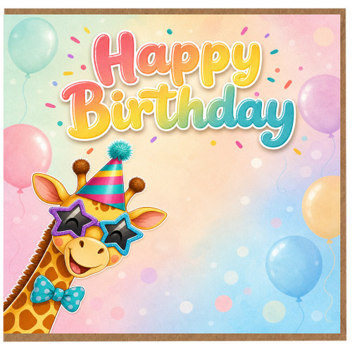 Birthday Card, Giraffe Party Birthday Card