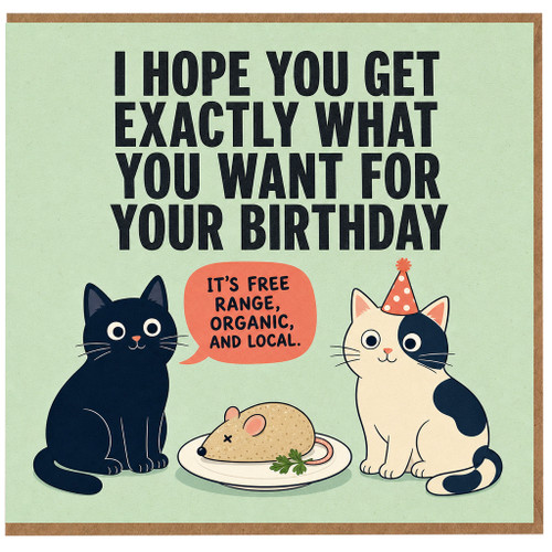 Birthday Card, Funny Cats and Mouse Pun Card