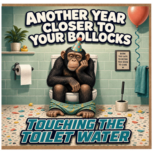 Birthday Card, Monkey Toilet Humour Card