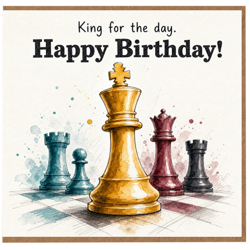 Birthday Card, King for the Day Chess Birthday Card