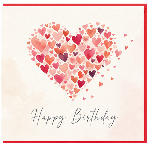 Birthday Card, Heart Design Happy Birthday Card