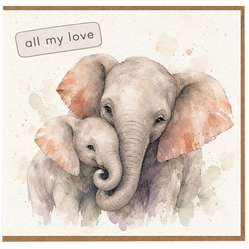 Birthday Card, All My Love Elephant Greeting Card