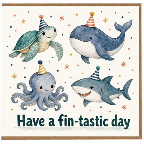 Birthday Card, Cute Sea Creature Greeting Card