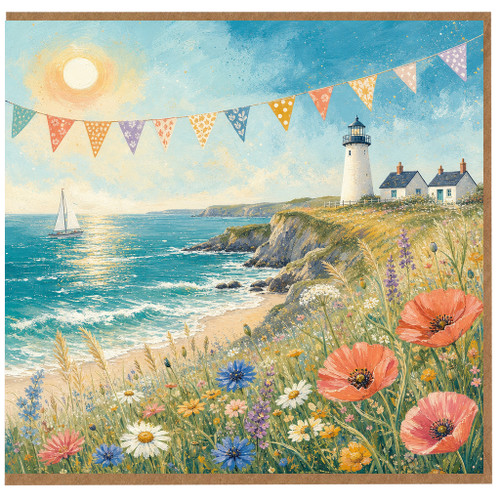 Birthday Card, Lighthouse Coastal Greeting Card