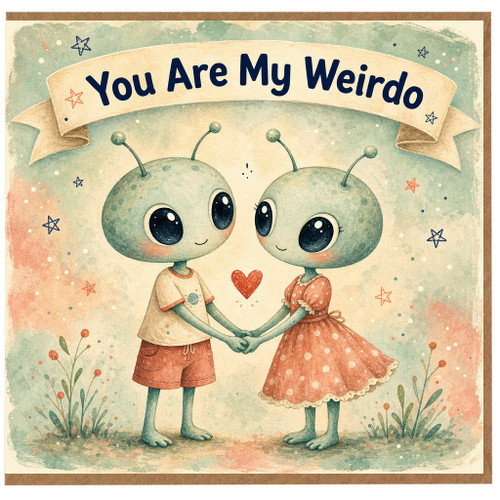Birthday Card, You Are My Weirdo Alien Couple Card