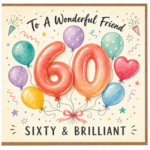 60th Birthday Card, To A Wonderful Sixty & Brilliant
