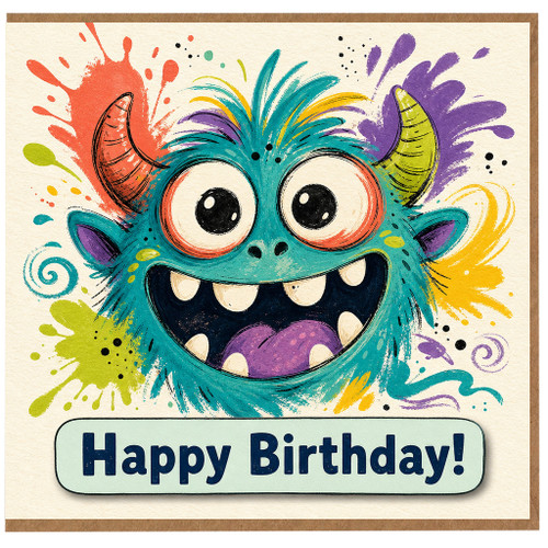 Birthday Card, Cute Monster Happy Birthday Card